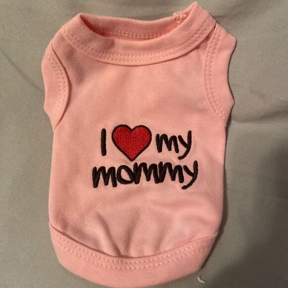 Parisian Other - Parisian Pet Dog Embroidered I LOVE MY MOMMY PINK T-Shirt 100% Cotton  Size XXS